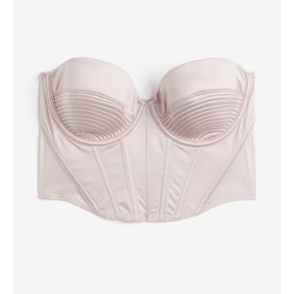 H&M | Padded Satin Bustier*Pale Pink - Picture 2 of 6